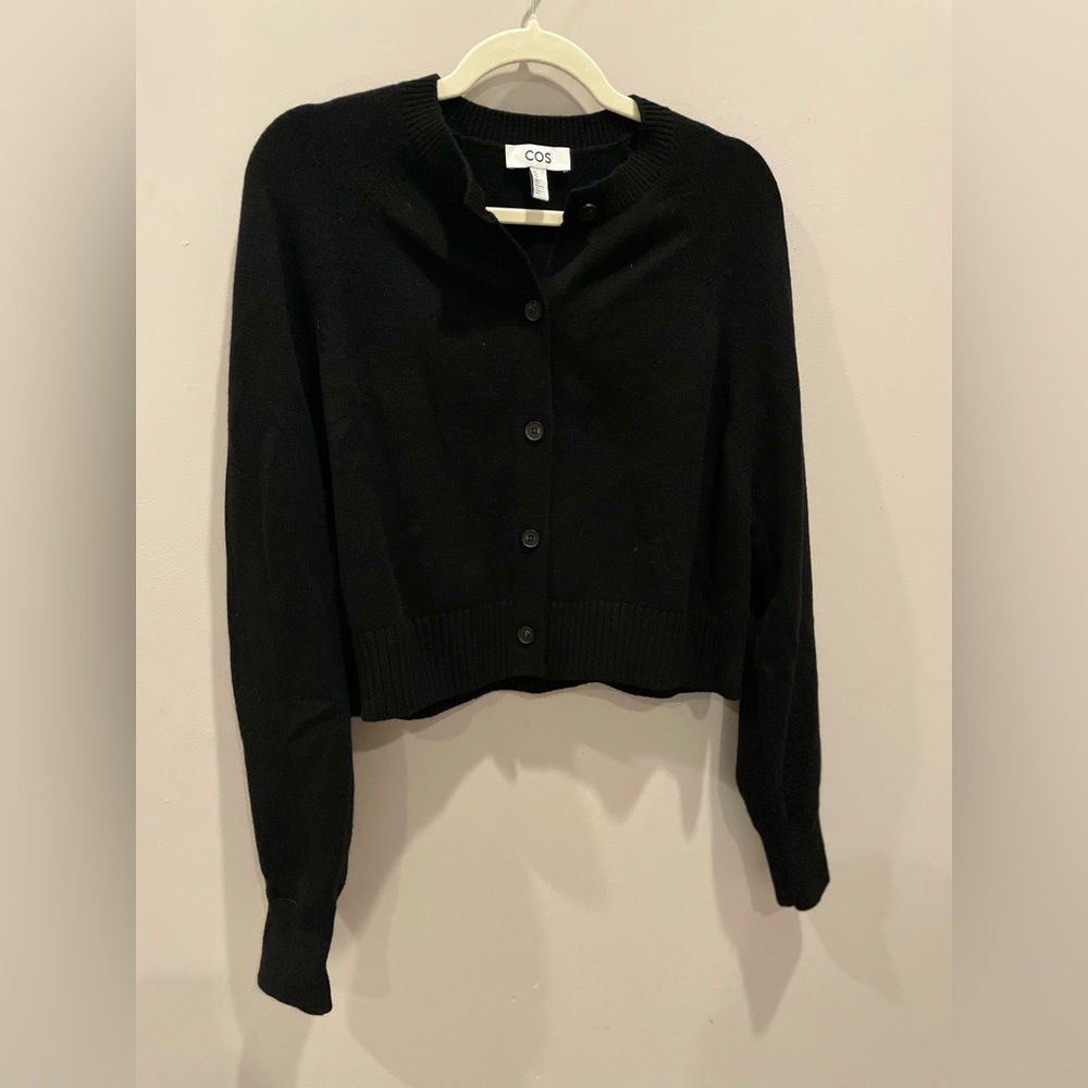 COS Black Cardigan Sweater with Blouson Sleeves NWOT - Picture 5 of 13